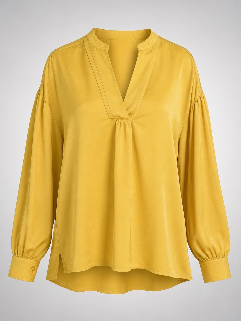Laundry By Shelli Segal Mustard Yellow V-Neck Balloon Sleeve Blouse